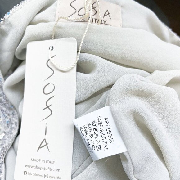 NEW Sofia Collections Sequined Dolman Top Womens S M Silver V Neck Made in Italy - Picture 10 of 10